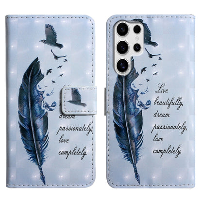 For Samsung Galaxy S25 Ultra 5G Oil Embossed 3D Drawing Leather Phone Case(Blue Feather) - Galaxy S25 Ultra 5G Cases by PMC Jewellery | Online Shopping South Africa | PMC Jewellery | Buy Now Pay Later Mobicred