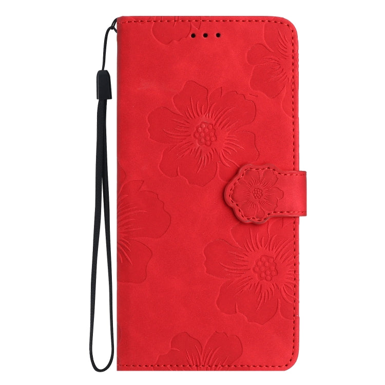 For Samsung Galaxy S25 5G Flower Embossing Pattern Leather Phone Case(Red) - Galaxy S25 5G Cases by PMC Jewellery | Online Shopping South Africa | PMC Jewellery | Buy Now Pay Later Mobicred