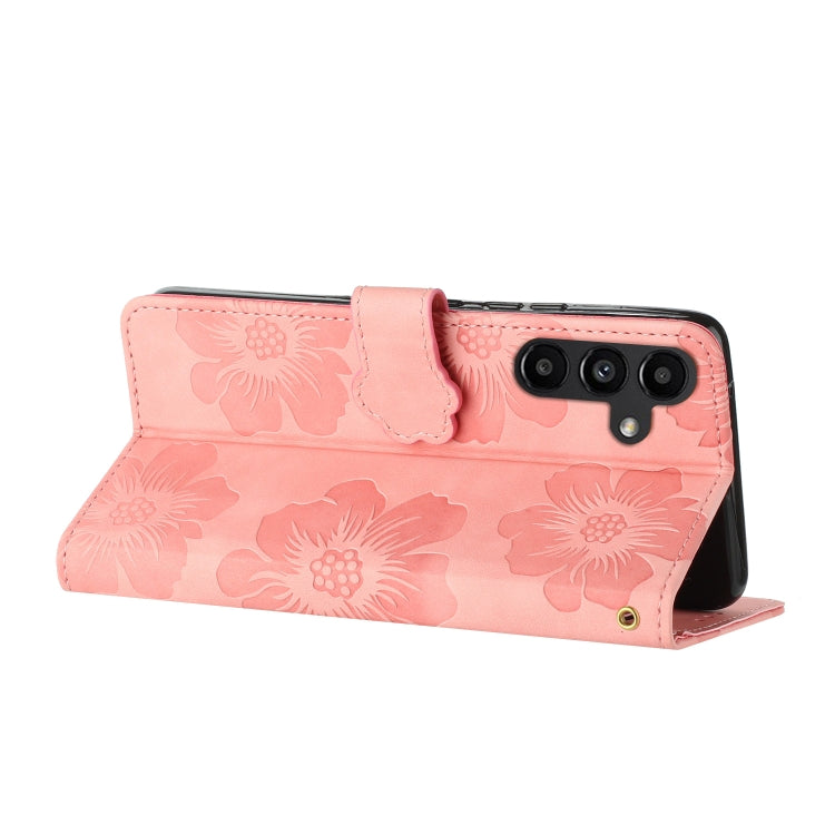 For Samsung Galaxy S25+ 5G Flower Embossing Pattern Leather Phone Case(Pink) - Galaxy S25+ 5G Cases by PMC Jewellery | Online Shopping South Africa | PMC Jewellery | Buy Now Pay Later Mobicred