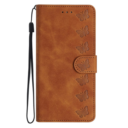 For Samsung Galaxy S25+ 5G Seven Butterflies Embossed Leather Phone Case(Brown) - Galaxy S25+ 5G Cases by PMC Jewellery | Online Shopping South Africa | PMC Jewellery | Buy Now Pay Later Mobicred