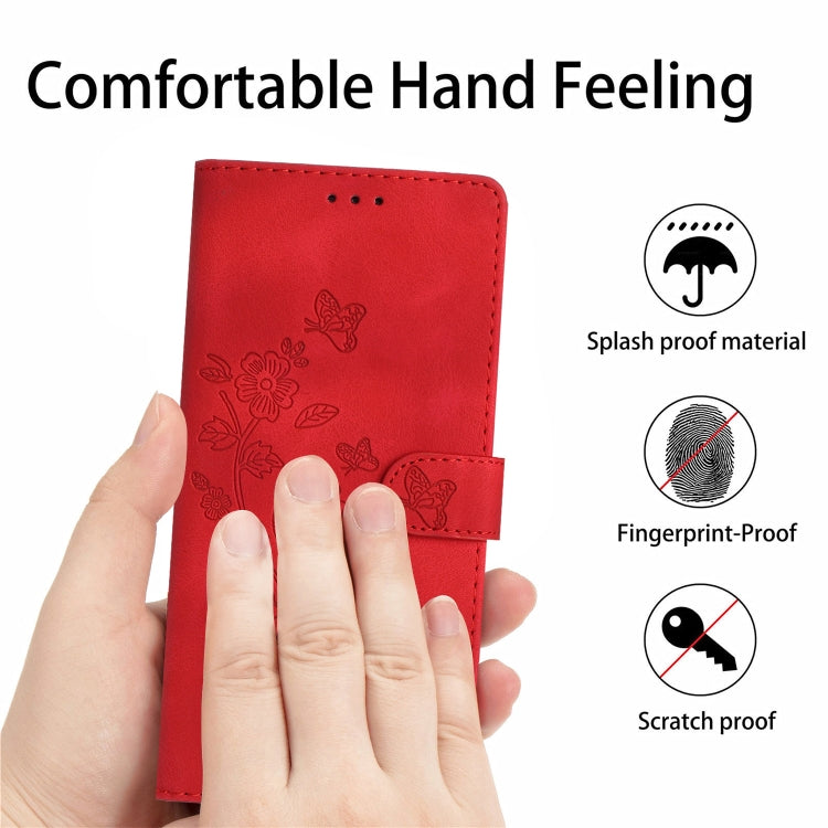 For Samsung Galaxy S25 Ultra 5G Flower Butterfly Embossing Pattern Leather Phone Case(Red) - Galaxy S25 Ultra 5G Cases by PMC Jewellery | Online Shopping South Africa | PMC Jewellery | Buy Now Pay Later Mobicred