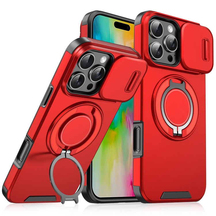 For iPhone 16 Pro Max Sliding Camshield Ring Holder Phone Case(Red) - iPhone 16 Pro Max Cases by PMC TechLife | Online Shopping South Africa | PMC TechLife | Buy Now Pay Later Mobicred