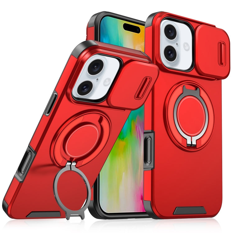For iPhone 16 Plus Sliding Camshield Ring Holder Phone Case(Red) - iPhone 16 Plus Cases by PMC TechLife | Online Shopping South Africa | PMC TechLife | Buy Now Pay Later Mobicred