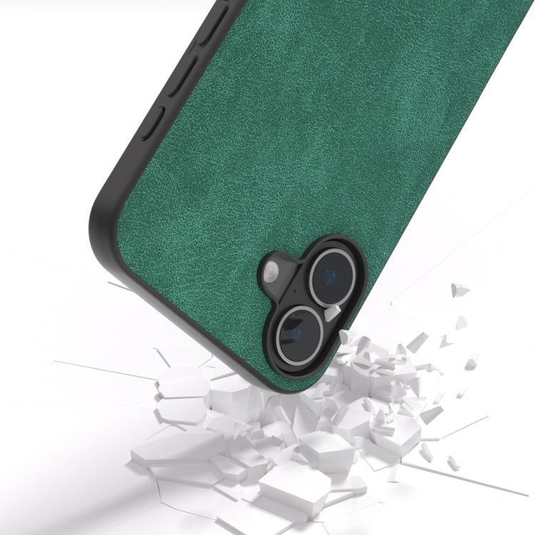 For iPhone 16 Black Frame PU Leather Full Coverage Phone Case(Green) - iPhone 16 Cases by PMC Jewellery | Online Shopping South Africa | PMC Jewellery | Buy Now Pay Later Mobicred