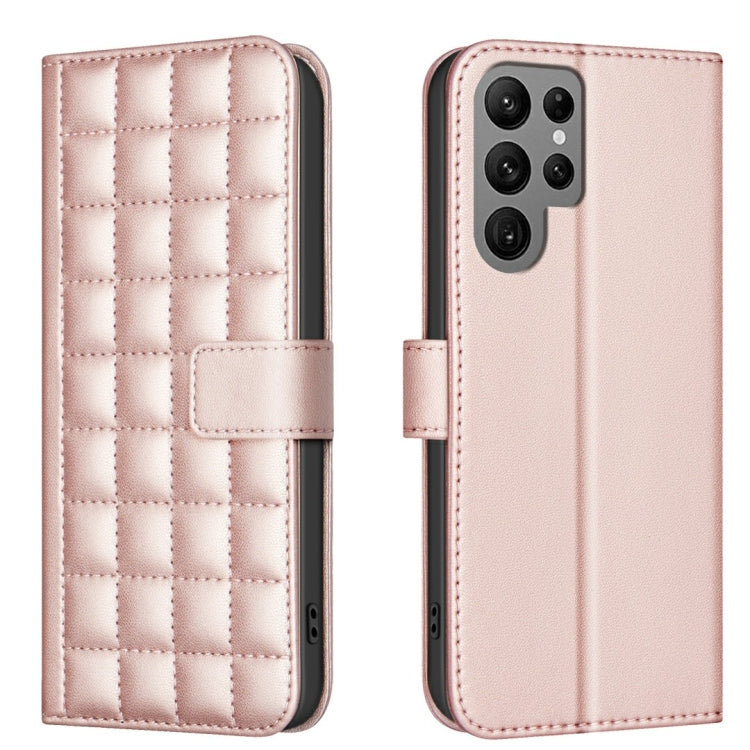 For Samsung Galaxy S25 Ultra 5G Square Texture Leather Phone Case(Rose Gold) - Galaxy S25 Ultra 5G Cases by PMC TechLife | Online Shopping South Africa | PMC TechLife | Buy Now Pay Later Mobicred
