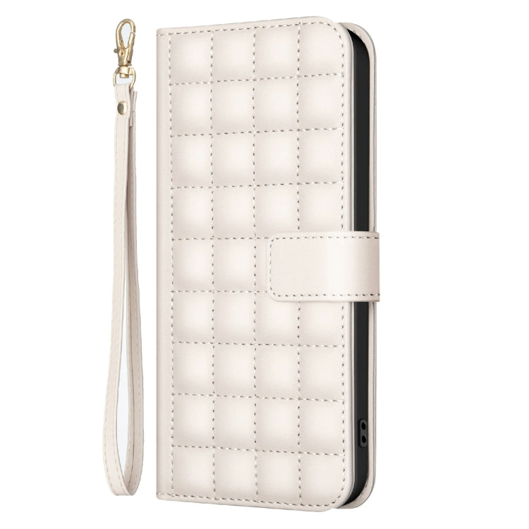 For Samsung Galaxy S25 Ultra 5G Square Texture Leather Phone Case(Beige) - Galaxy S25 Ultra 5G Cases by PMC TechLife | Online Shopping South Africa | PMC TechLife | Buy Now Pay Later Mobicred