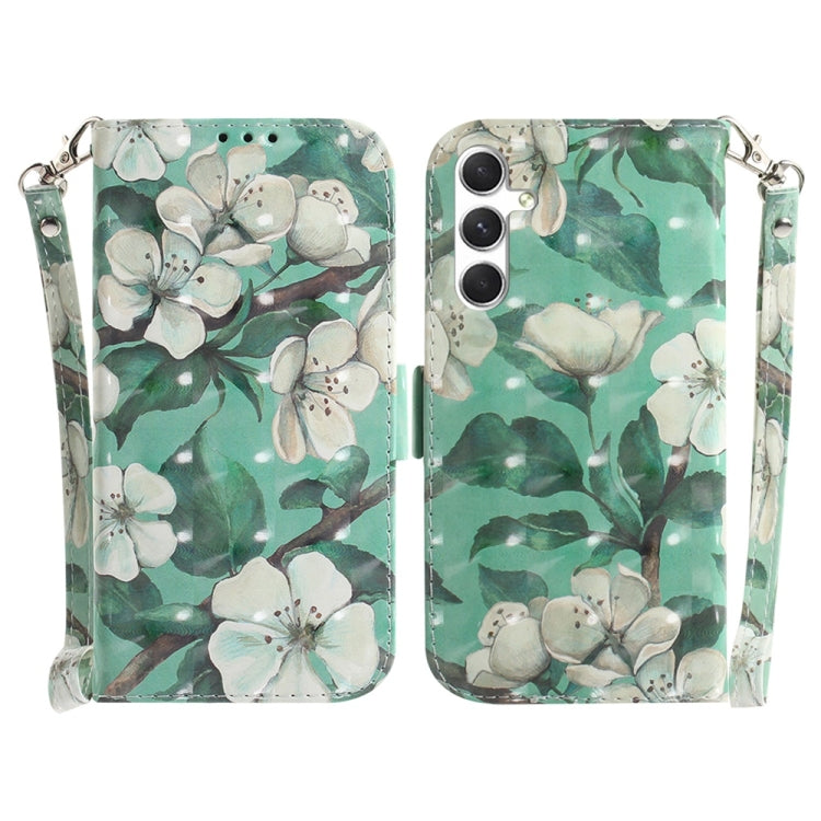 For Samsung Galaxy S25 5G 3D Colored Horizontal Flip Leather Phone Case(Watercolor Flower) - Galaxy S25 5G Cases by PMC Jewellery | Online Shopping South Africa | PMC Jewellery | Buy Now Pay Later Mobicred