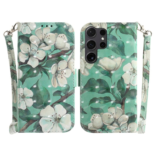 For Samsung Galaxy S25 Ultra 5G 3D Colored Horizontal Flip Leather Phone Case(Watercolor Flower) - Galaxy S25 Ultra 5G Cases by PMC Jewellery | Online Shopping South Africa | PMC Jewellery | Buy Now Pay Later Mobicred