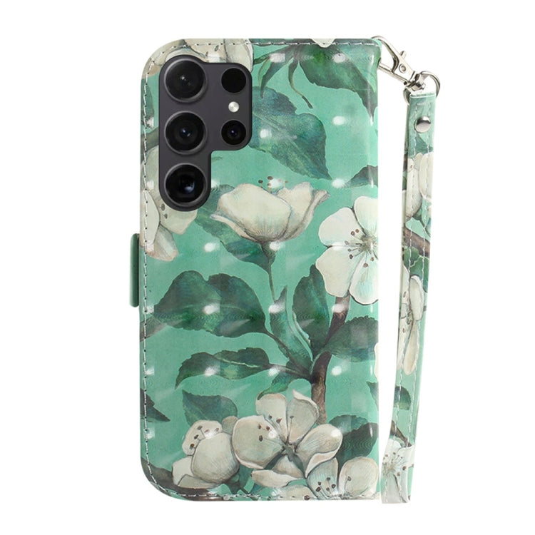 For Samsung Galaxy S25 Ultra 5G 3D Colored Horizontal Flip Leather Phone Case(Watercolor Flower) - Galaxy S25 Ultra 5G Cases by PMC Jewellery | Online Shopping South Africa | PMC Jewellery | Buy Now Pay Later Mobicred