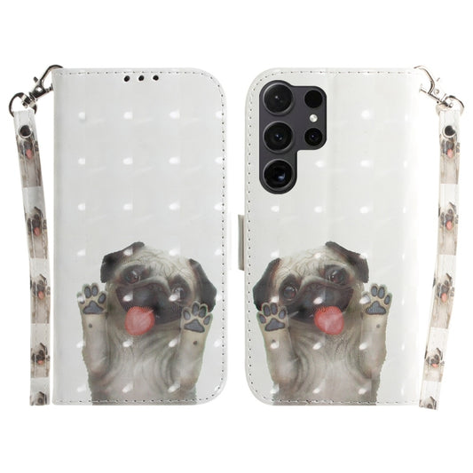 For Samsung Galaxy S25 Ultra 5G 3D Colored Horizontal Flip Leather Phone Case(Pug) - Galaxy S25 Ultra 5G Cases by PMC Jewellery | Online Shopping South Africa | PMC Jewellery | Buy Now Pay Later Mobicred