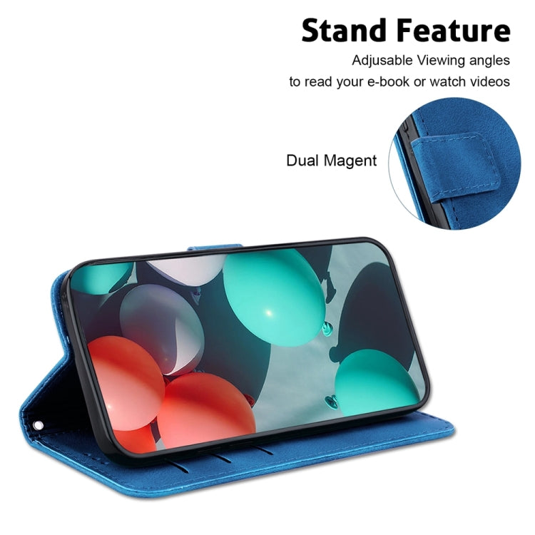 For Samsung Galaxy S25 Ultra 5G Seven-shaped Embossed Leather Phone Case(Blue) - Galaxy S25 Ultra 5G Cases by PMC Jewellery | Online Shopping South Africa | PMC Jewellery | Buy Now Pay Later Mobicred