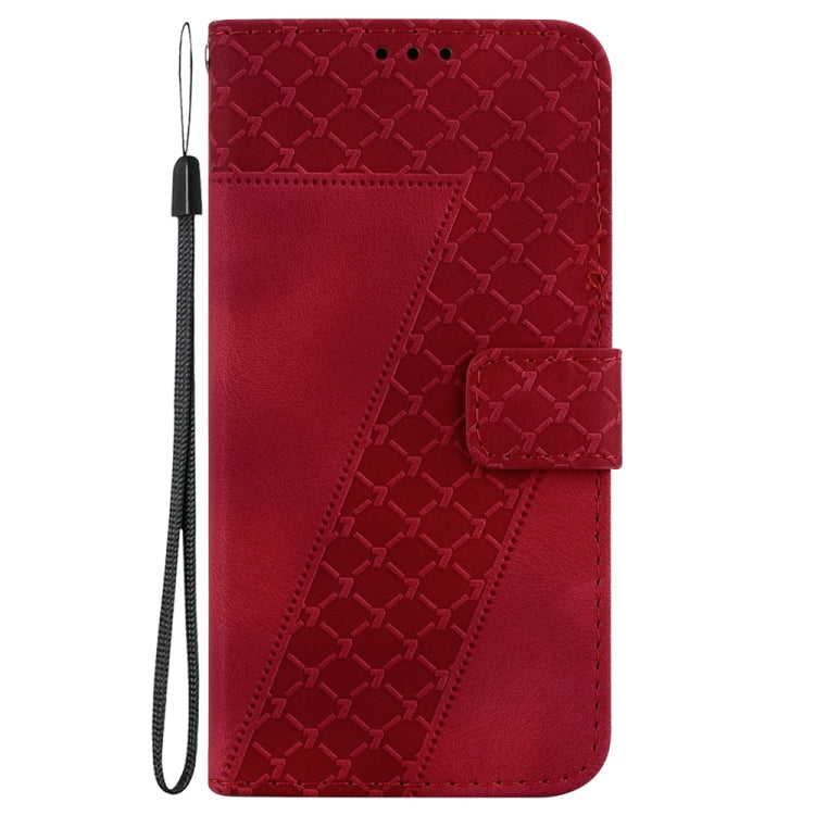 For Samsung Galaxy S25 Ultra 5G Seven-shaped Embossed Leather Phone Case(Red) - Galaxy S25 Ultra 5G Cases by PMC Jewellery | Online Shopping South Africa | PMC Jewellery | Buy Now Pay Later Mobicred