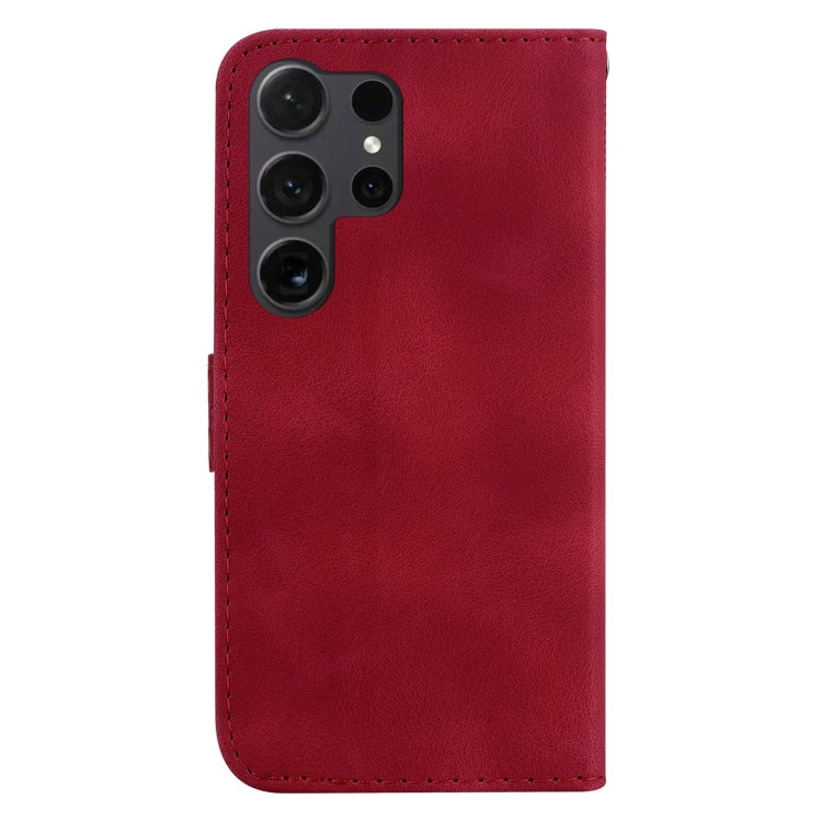 For Samsung Galaxy S25 Ultra 5G Seven-shaped Embossed Leather Phone Case(Red) - Galaxy S25 Ultra 5G Cases by PMC Jewellery | Online Shopping South Africa | PMC Jewellery | Buy Now Pay Later Mobicred