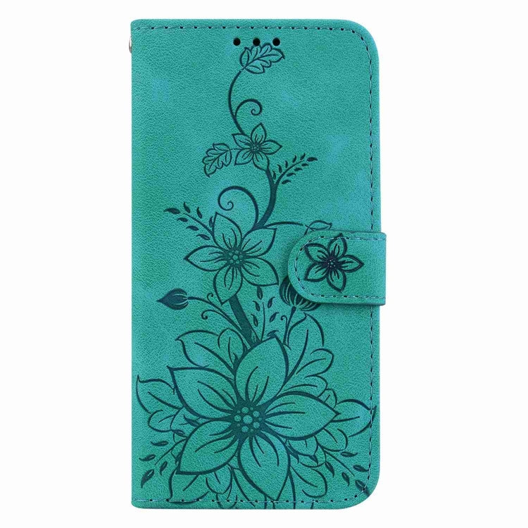 For Samsung Galaxy S25 5G Lily Embossed Leather Phone Case(Green) - Galaxy S25 5G Cases by PMC Jewellery | Online Shopping South Africa | PMC Jewellery | Buy Now Pay Later Mobicred