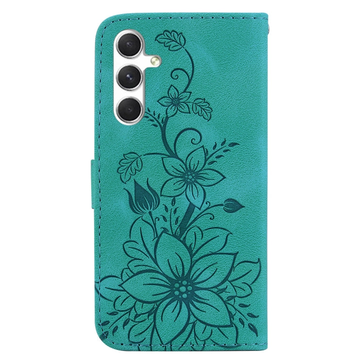 For Samsung Galaxy S25 5G Lily Embossed Leather Phone Case(Green) - Galaxy S25 5G Cases by PMC Jewellery | Online Shopping South Africa | PMC Jewellery | Buy Now Pay Later Mobicred