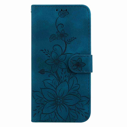 For Samsung Galaxy S25+ 5G Lily Embossed Leather Phone Case(Dark Blue) - Galaxy S25+ 5G Cases by PMC Jewellery | Online Shopping South Africa | PMC Jewellery | Buy Now Pay Later Mobicred