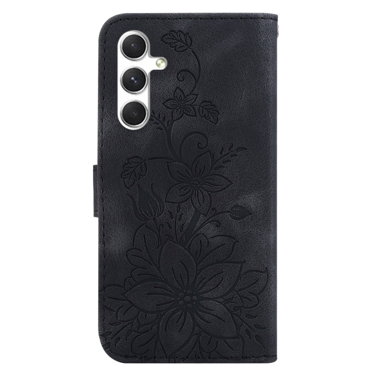 For Samsung Galaxy S25+ 5G Lily Embossed Leather Phone Case(Black) - Galaxy S25+ 5G Cases by PMC Jewellery | Online Shopping South Africa | PMC Jewellery | Buy Now Pay Later Mobicred