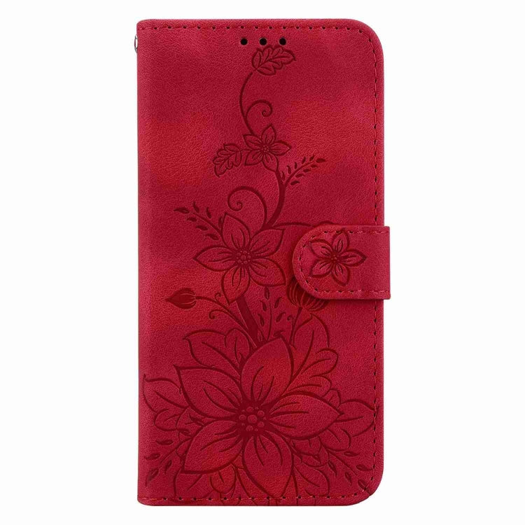 For Samsung Galaxy S25 Ultra 5G Lily Embossed Leather Phone Case(Red) - Galaxy S25 Ultra 5G Cases by PMC Jewellery | Online Shopping South Africa | PMC Jewellery | Buy Now Pay Later Mobicred