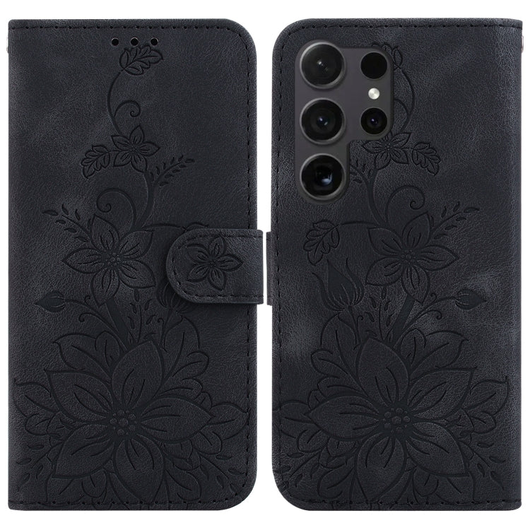 For Samsung Galaxy S25 Ultra 5G Lily Embossed Leather Phone Case(Black) - Galaxy S25 Ultra 5G Cases by PMC Jewellery | Online Shopping South Africa | PMC Jewellery | Buy Now Pay Later Mobicred