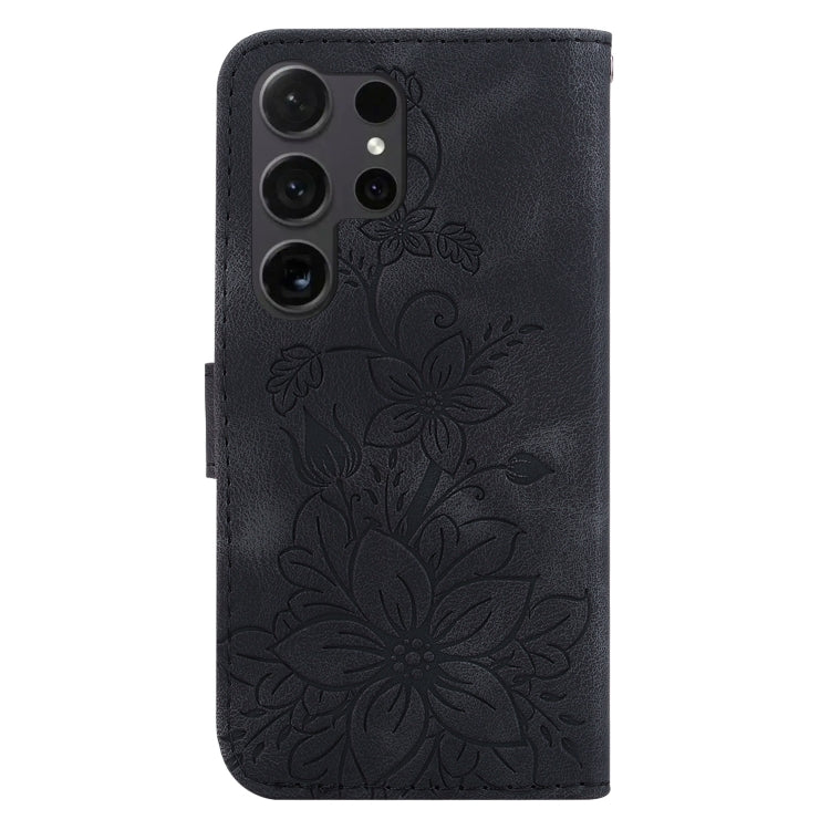 For Samsung Galaxy S25 Ultra 5G Lily Embossed Leather Phone Case(Black) - Galaxy S25 Ultra 5G Cases by PMC Jewellery | Online Shopping South Africa | PMC Jewellery | Buy Now Pay Later Mobicred