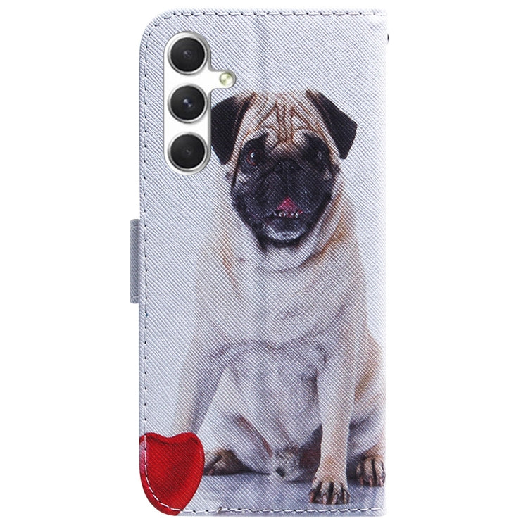 For Samsung Galaxy S25 5G Coloured Drawing Flip Leather Phone Case(Pug) - Galaxy S25 5G Cases by PMC Jewellery | Online Shopping South Africa | PMC Jewellery | Buy Now Pay Later Mobicred