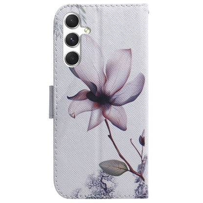 For Samsung Galaxy S25 5G Coloured Drawing Flip Leather Phone Case(Magnolia) - Galaxy S25 5G Cases by PMC Jewellery | Online Shopping South Africa | PMC Jewellery | Buy Now Pay Later Mobicred