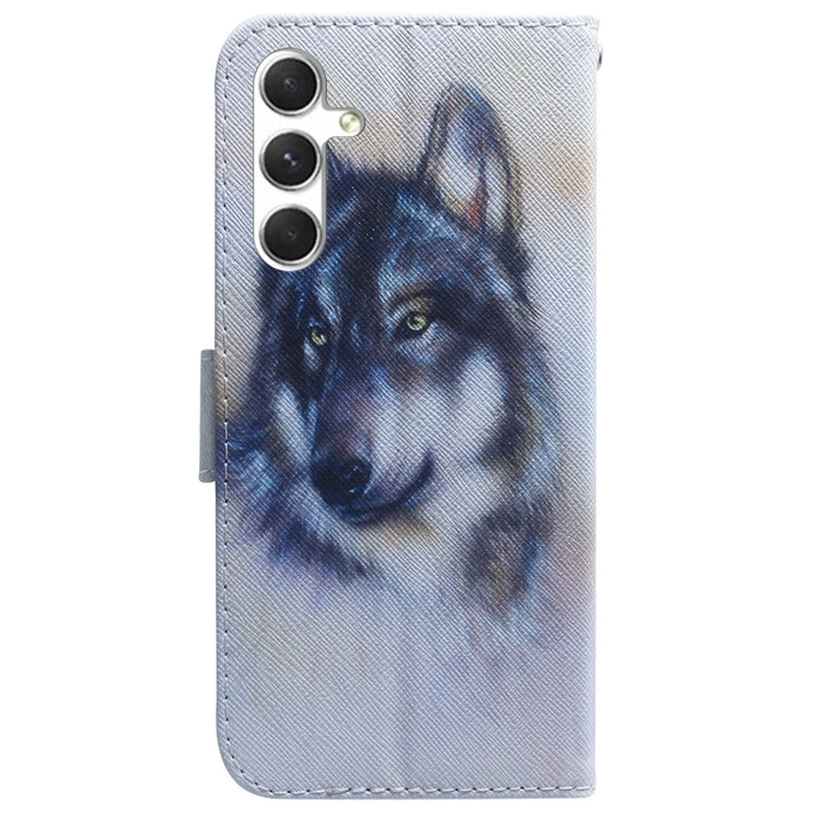 For Samsung Galaxy S25+ 5G Coloured Drawing Flip Leather Phone Case(White Wolf) - Galaxy S25+ 5G Cases by PMC Jewellery | Online Shopping South Africa | PMC Jewellery | Buy Now Pay Later Mobicred