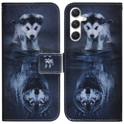 For Samsung Galaxy S25+ 5G Coloured Drawing Flip Leather Phone Case(Wolf and Dog) - Galaxy S25+ 5G Cases by PMC Jewellery | Online Shopping South Africa | PMC Jewellery | Buy Now Pay Later Mobicred