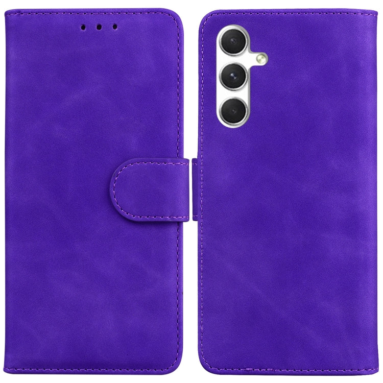 For Samsung Galaxy S25 5G Skin Feel Pure Color Flip Leather Phone Case(Purple) - Galaxy S25 5G Cases by PMC Jewellery | Online Shopping South Africa | PMC Jewellery | Buy Now Pay Later Mobicred