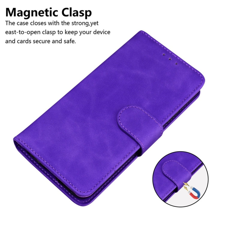 For Samsung Galaxy S25 5G Skin Feel Pure Color Flip Leather Phone Case(Purple) - Galaxy S25 5G Cases by PMC Jewellery | Online Shopping South Africa | PMC Jewellery | Buy Now Pay Later Mobicred