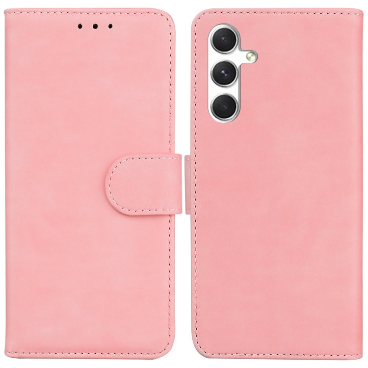 For Samsung Galaxy S25+ 5G Skin Feel Pure Color Flip Leather Phone Case(Pink) - Galaxy S25+ 5G Cases by PMC Jewellery | Online Shopping South Africa | PMC Jewellery | Buy Now Pay Later Mobicred