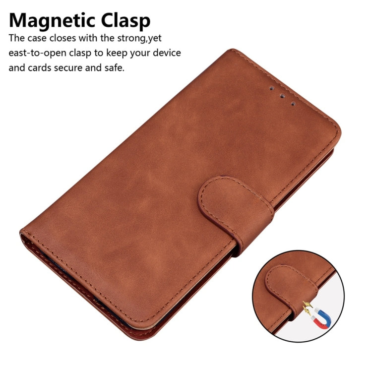 For Samsung Galaxy S25 Ultra 5G Skin Feel Pure Color Flip Leather Phone Case(Brown) - Galaxy S25 Ultra 5G Cases by PMC Jewellery | Online Shopping South Africa | PMC Jewellery | Buy Now Pay Later Mobicred