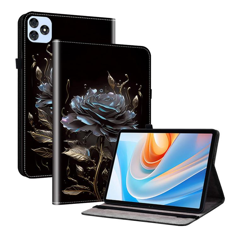For itel VistaTab 30 Crystal Texture Painted Leather Smart Tablet Case(Black Rose) - Others by PMC TechLife | Online Shopping South Africa | PMC TechLife | Buy Now Pay Later Mobicred