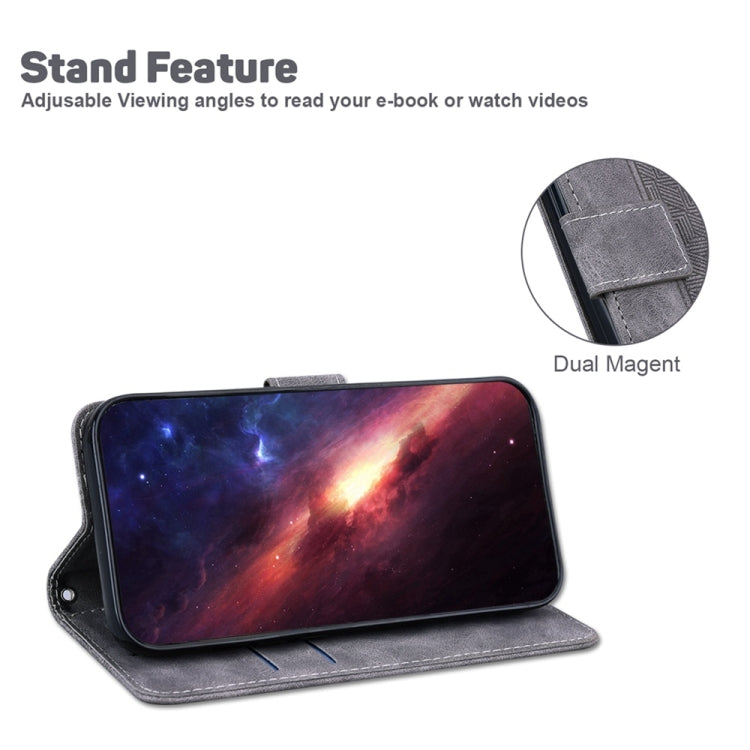 For Samsung Galaxy S25 Ultra 5G Geometric Embossed Leather Phone Case(Grey) - Galaxy S25 Ultra 5G Cases by PMC Jewellery | Online Shopping South Africa | PMC Jewellery | Buy Now Pay Later Mobicred