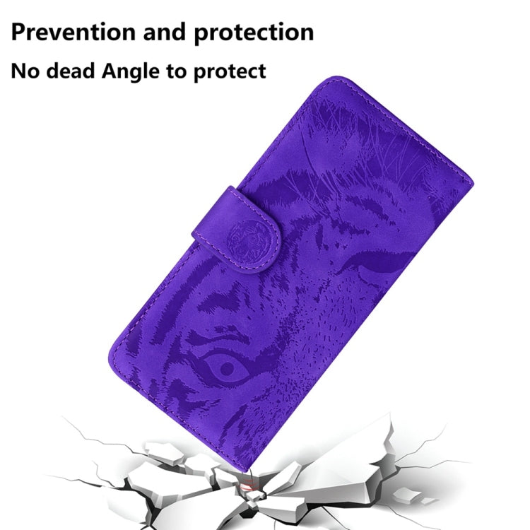 For Samsung Galaxy S25 5G Tiger Embossing Pattern Flip Leather Phone Case(Purple) - Galaxy S25 5G Cases by PMC Jewellery | Online Shopping South Africa | PMC Jewellery | Buy Now Pay Later Mobicred