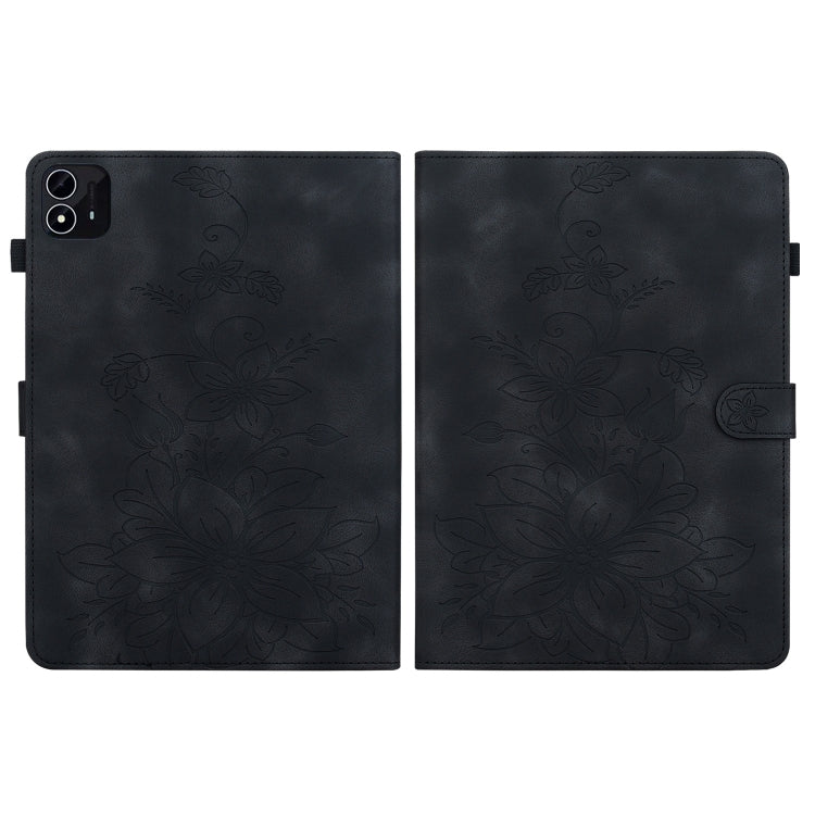 For itel Pad One 10.1 Lily Embossed Leather Tablet Case(Black) - Others by PMC TechLife | Online Shopping South Africa | PMC TechLife | Buy Now Pay Later Mobicred