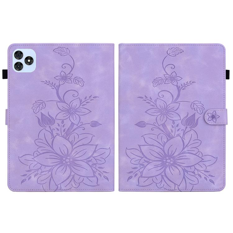 For itel VistaTab 30 Lily Embossed Leather Tablet Case(Purple) - Others by PMC TechLife | Online Shopping South Africa | PMC TechLife | Buy Now Pay Later Mobicred