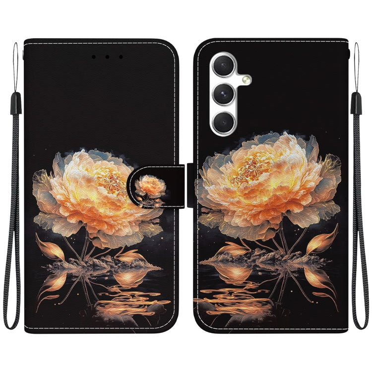 For Samsung Galaxy S25 5G Crystal Texture Colored Drawing Leather Phone Case(Gold Peony) - Galaxy S25 5G Cases by PMC Jewellery | Online Shopping South Africa | PMC Jewellery | Buy Now Pay Later Mobicred