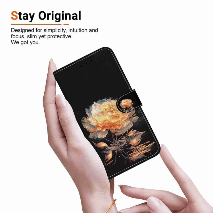 For Samsung Galaxy S25 5G Crystal Texture Colored Drawing Leather Phone Case(Gold Peony) - Galaxy S25 5G Cases by PMC Jewellery | Online Shopping South Africa | PMC Jewellery | Buy Now Pay Later Mobicred