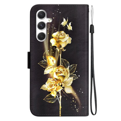 For Samsung Galaxy S25 5G Crystal Texture Colored Drawing Leather Phone Case(Gold Butterfly Rose) - Galaxy S25 5G Cases by PMC Jewellery | Online Shopping South Africa | PMC Jewellery | Buy Now Pay Later Mobicred