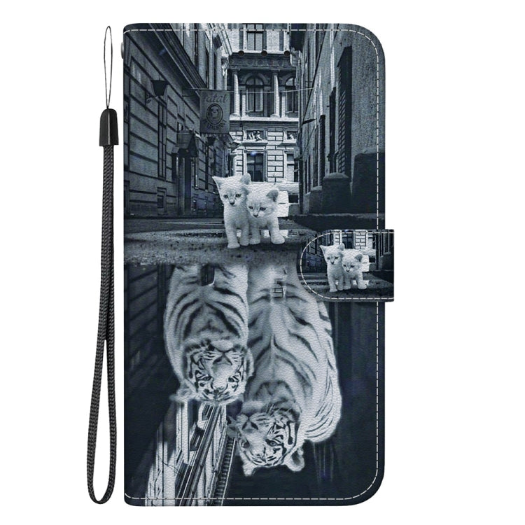 For Samsung Galaxy S25 5G Crystal Texture Colored Drawing Leather Phone Case(Cat Tiger Reflection) - Galaxy S25 5G Cases by PMC Jewellery | Online Shopping South Africa | PMC Jewellery | Buy Now Pay Later Mobicred