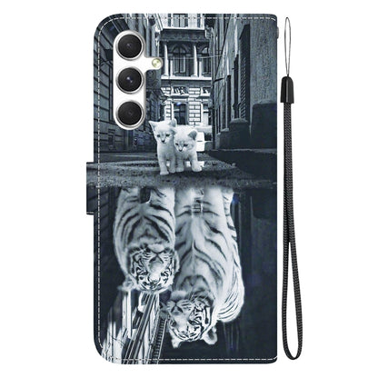 For Samsung Galaxy S25+ 5G Crystal Texture Colored Drawing Leather Phone Case(Cat Tiger Reflection) - Galaxy S25+ 5G Cases by PMC Jewellery | Online Shopping South Africa | PMC Jewellery | Buy Now Pay Later Mobicred