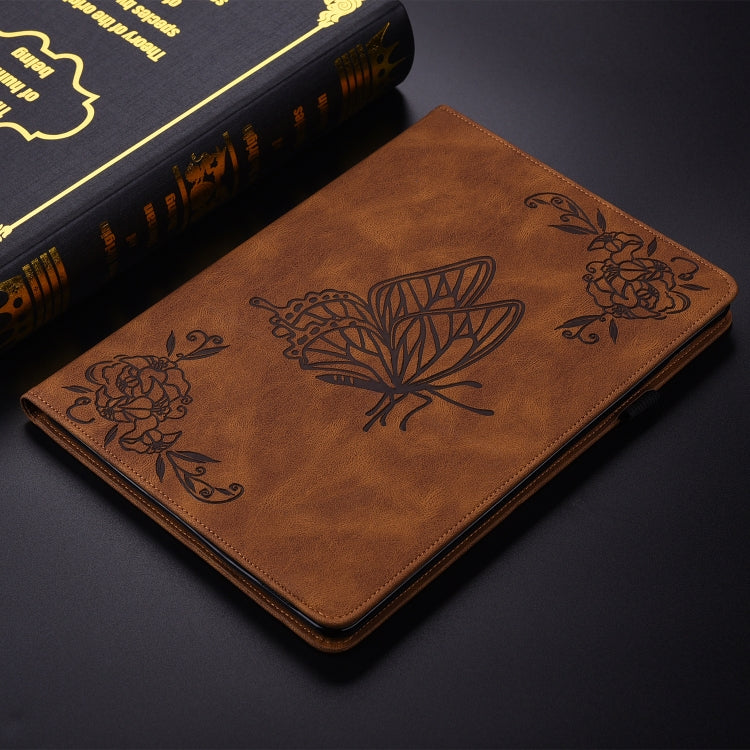 For itel Pad One 10.1 Butterfly Flower Embossed Leather Tablet Case(Brown) - Others by PMC TechLife | Online Shopping South Africa | PMC TechLife | Buy Now Pay Later Mobicred