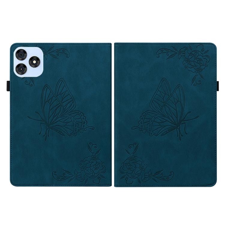 For itel VistaTab 30 Butterfly Flower Embossed Leather Tablet Case(Blue) - Others by PMC TechLife | Online Shopping South Africa | PMC TechLife | Buy Now Pay Later Mobicred