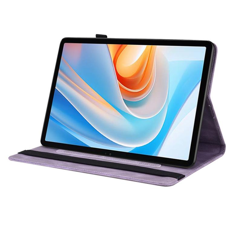 For itel VistaTab 30 Butterfly Flower Embossed Leather Tablet Case(Purple) - Others by PMC TechLife | Online Shopping South Africa | PMC TechLife | Buy Now Pay Later Mobicred