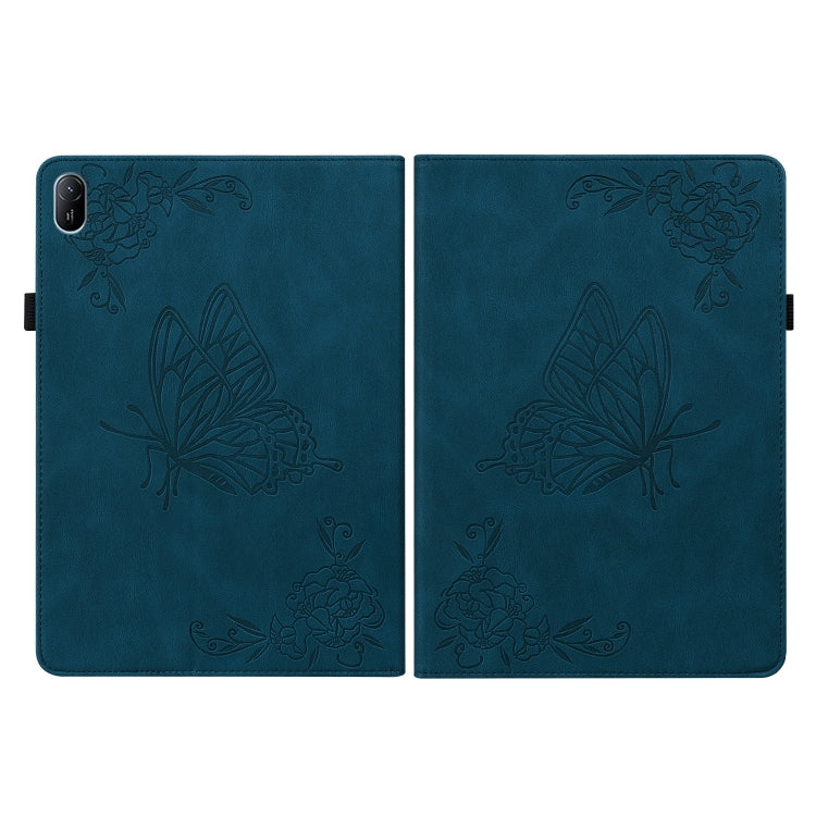 For Huawei MatePad SE 11 2024 Butterfly Flower Embossed Leather Tablet Case(Blue) - Huawei by PMC Jewellery | Online Shopping South Africa | PMC Jewellery | Buy Now Pay Later Mobicred