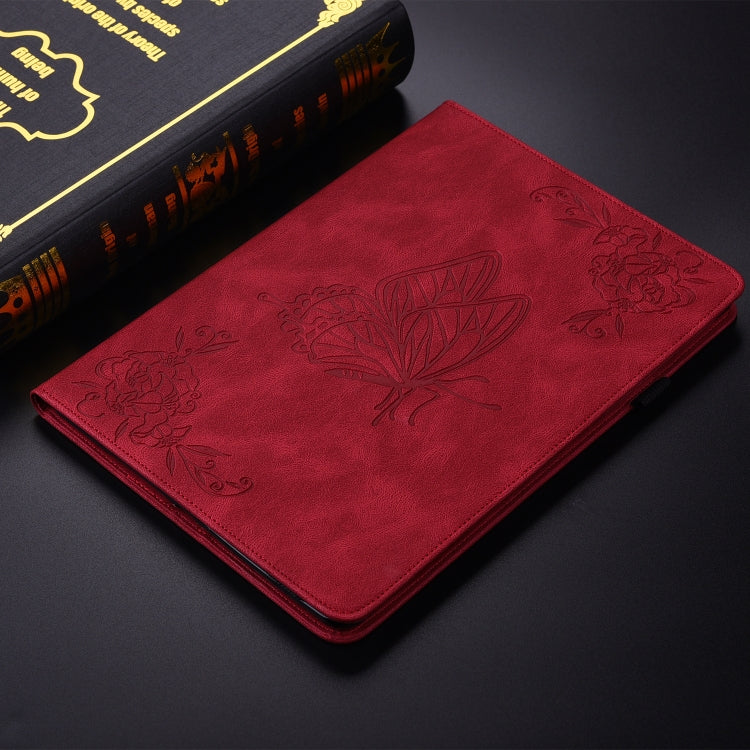 For Huawei MatePad SE 11 2024 Butterfly Flower Embossed Leather Tablet Case(Red) - Huawei by PMC Jewellery | Online Shopping South Africa | PMC Jewellery | Buy Now Pay Later Mobicred