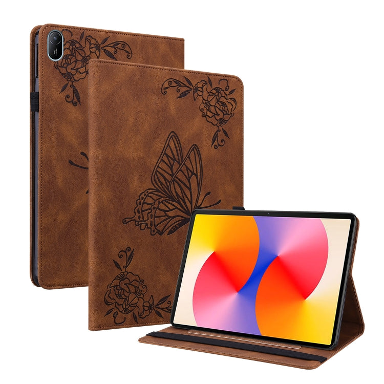 For Huawei MatePad SE 11 2024 Butterfly Flower Embossed Leather Tablet Case(Brown) - Huawei by PMC Jewellery | Online Shopping South Africa | PMC Jewellery | Buy Now Pay Later Mobicred
