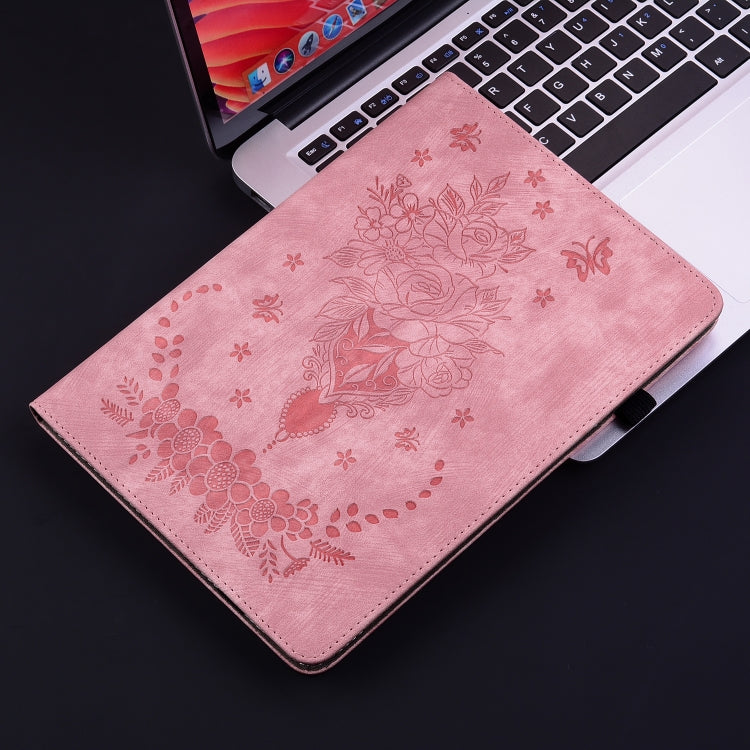 For Huawei MatePad SE 11 2024 Butterfly Rose Embossed Leather Tablet Case(Pink) - Huawei by PMC Jewellery | Online Shopping South Africa | PMC Jewellery | Buy Now Pay Later Mobicred