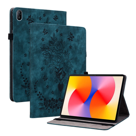 For Huawei MatePad SE 11 2024 Butterfly Rose Embossed Leather Tablet Case(Dark Blue) - Huawei by PMC Jewellery | Online Shopping South Africa | PMC Jewellery | Buy Now Pay Later Mobicred